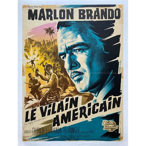 Affiche de film entoilée française de LE VILAIN AMERICAIN 60x80 cm