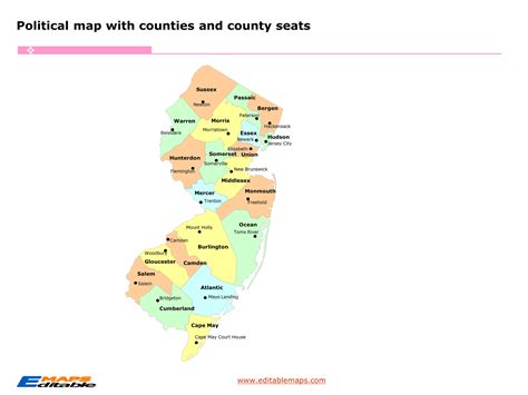 New Jersey county map - Editable PowerPoint Maps