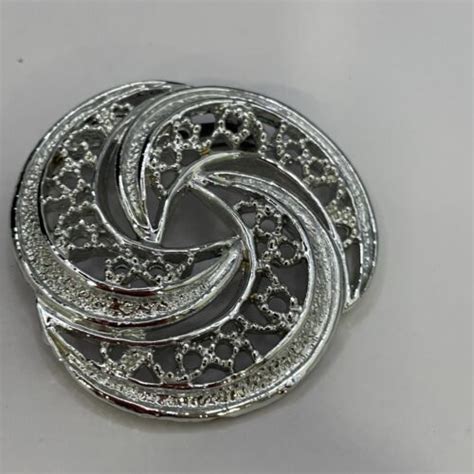 Vintage Classic Gerry S Silver Tone Triple Swirl Open Work Brooch