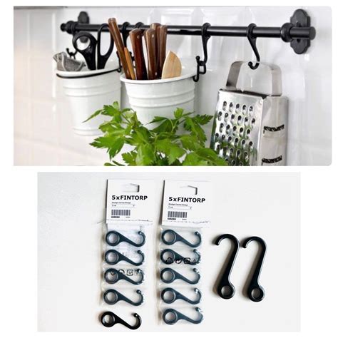 Ikea Fintorp Kitchen Rail Steel Hooks 10 Regular Size And 2 Large Furniture And Home Living