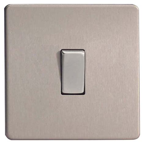 Varilight 10a 2 Way Single Brushed Silver Effect Light Switch