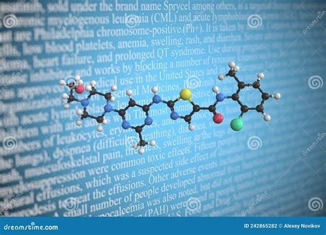 Dasatinib Scientific Molecular Model D Rendering Stock Illustration