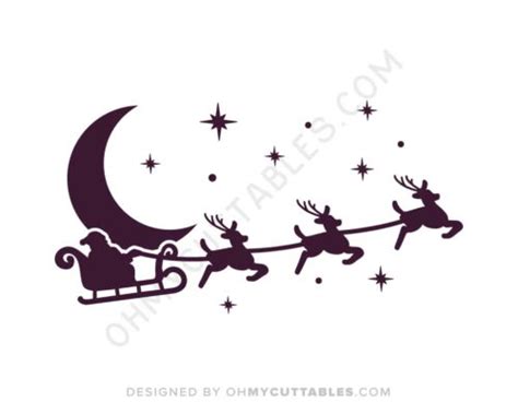 Santa Sleigh Svg Reindeer Ohmycuttables