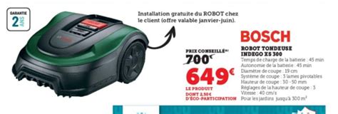 Promo Bosch Robot Tondeuse Indego XS 300 Chez Super U