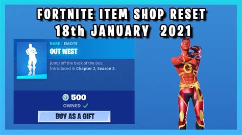 Out West Emote Is Back Fortnite Item Shop Reset 18th January 2021 Youtube