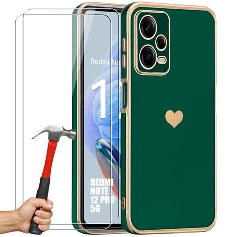 Coque TPU pour Xiaomi Redmi Note 12 Pro 5G Vert Nuit Motif Cœur 2