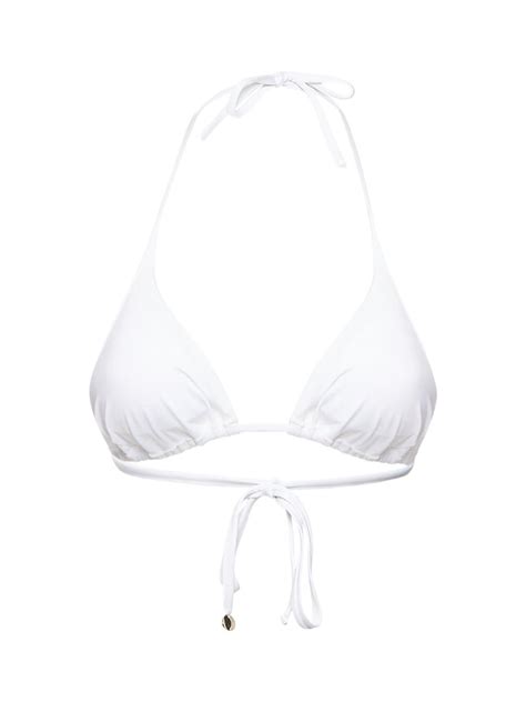 Max Mara Jersey Triangle Bikini Top In Optic White Modesens