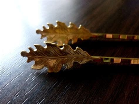 Falcata Small Dainty Petite Brass Scalloped Oak Leaves Bobby Etsy