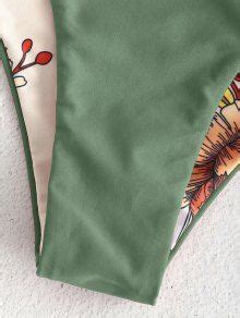 ZAFUL Floral Tie Reversible Bikini Set In CAMOUFLAGE GREEN ZAFUL 2024
