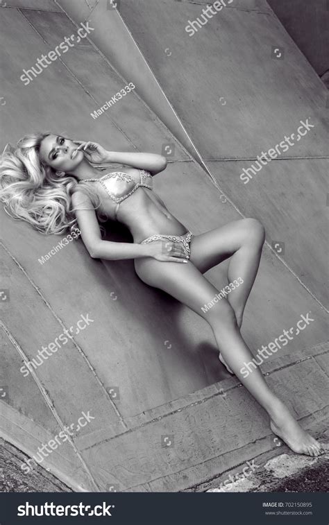 Sexy Model Elegant Gold Bikini On Stock Photo Shutterstock