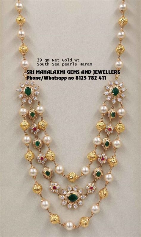 Layered Gold Balls Pearls And Cz Necklace Indian Jewellery Designs