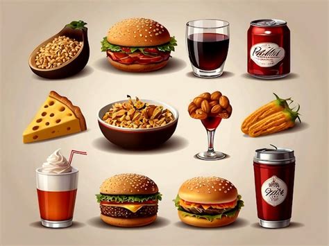 Premium Vector Vector Foods And Beverages Set Isolated