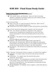 Supply Chain Management Scm Final Exam Study Guide Section Docx