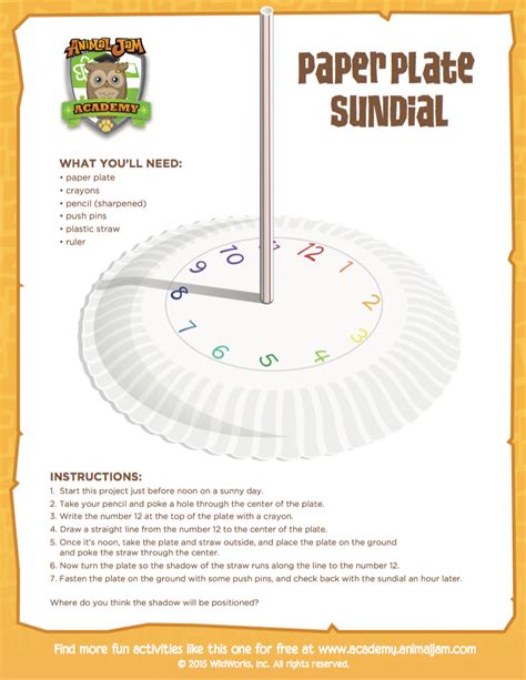 Paper Plate Sundial - Animal Jam Academy