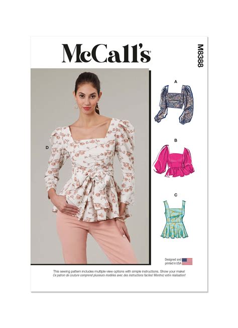 Mccalls Sewing Pattern M Misses Tops Sewdirect Australia