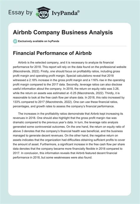 Airbnb Company Business Analysis 451 Words Report Example