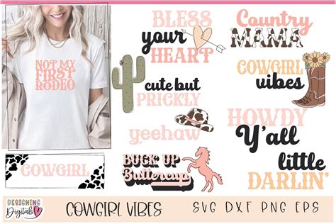 Cute Cowgirl Svg Bundle Western Svg Graphic By Designingdigitals