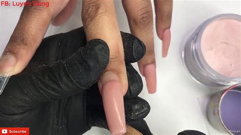Acrylic Full Set Nude Color Nails Tutorial YouTube