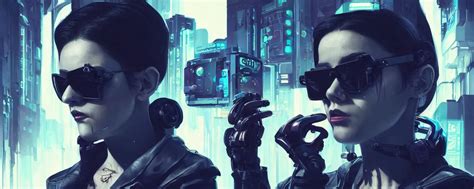 Krea Duotone Cyberpunk Illustration Portrait Of Dark Hair