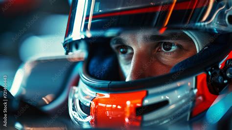 racing driver thinking   race wearing  bright red