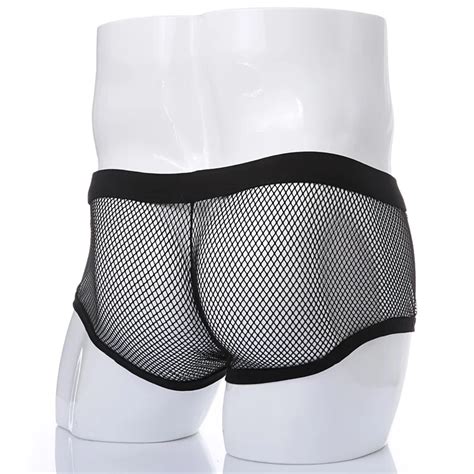 Sexy Transparent Underwear Men Mesh Boxer Sleepwear Trunks Breathable