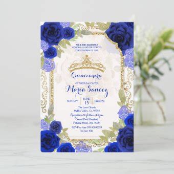 Navy Roses Mexican Girl Charra Mis Quince Invitation Zazzle