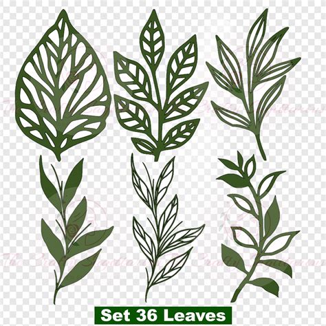 Set Svg Png Dxf Different Leaves For Giant Paper Flowers Etsy