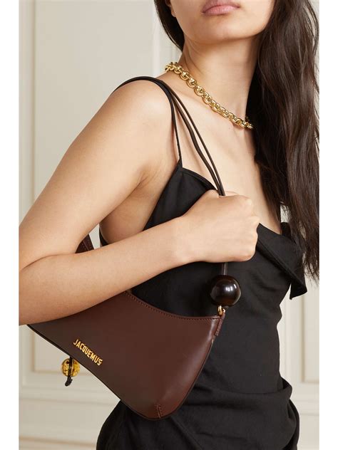 Brown Le Bisou Perle Embellished Leather Shoulder Bag JACQUEMUS NET