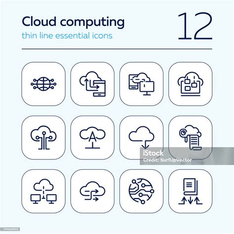 Cloud Computing Line Icon Set Stock Illustration Download Image Now