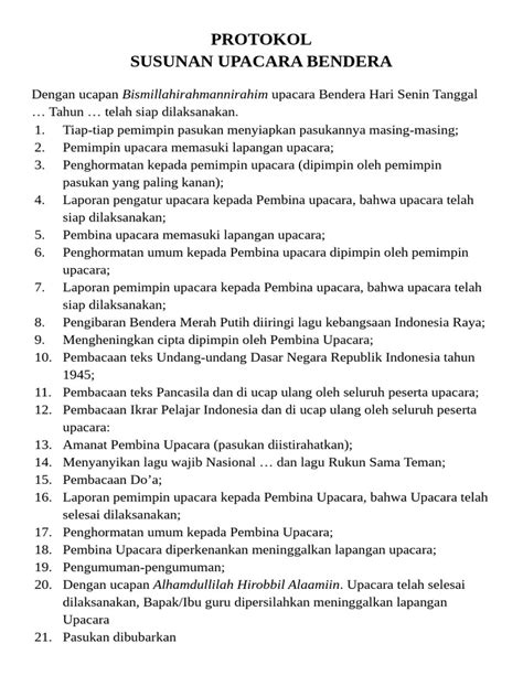 susunan upacara