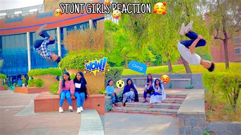 Stunt Girls Reaction 🔥😱 Video Flip In Public Public Reaction Side