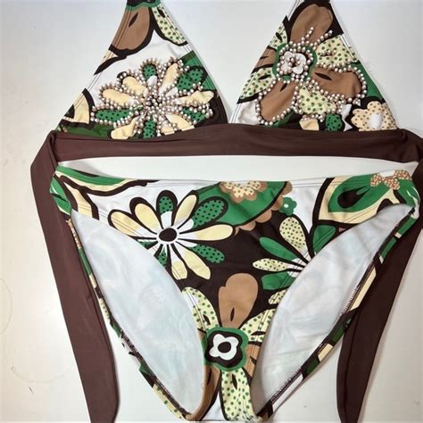 La Blanca Swim La Blanca Bikini With Halter Top And High Cut Leg Openings Beaded And Lined