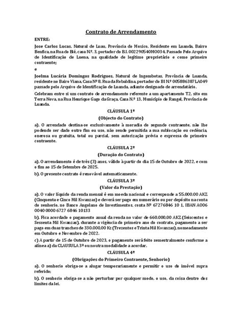 Contrato De Arrendamento T2 Rcterra Nova Joelma Pdf Proprietário Leasing