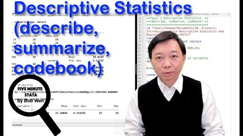 Descriptive Statistics Using Stata Describe Summarize Codebook