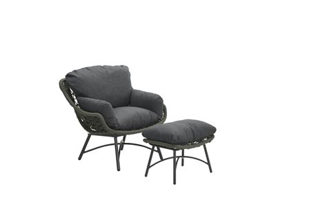 Logan Fauteuil Met Voetenbank Carbon Black Moss Green Spant7