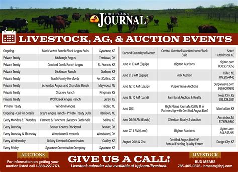 Auction Calendar May 31 2024 - High Plains Journal