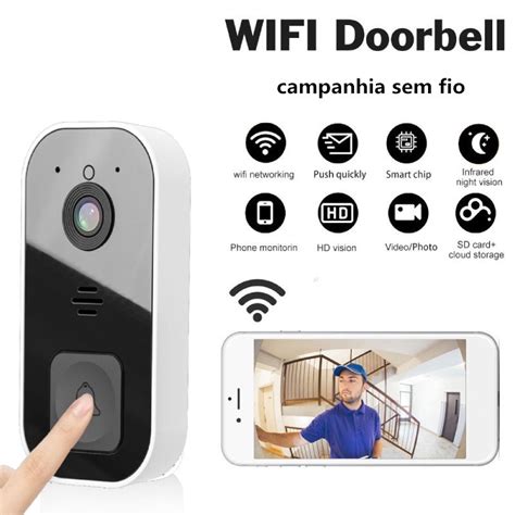 Campainha Smart Sem Fio C Mera De V Deo Remoto Wifi Recarreg Vel