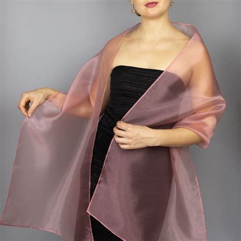 Dusty Pink Organza Or Chiffon Wrap Shawl Bolero Summer Spring Wedding