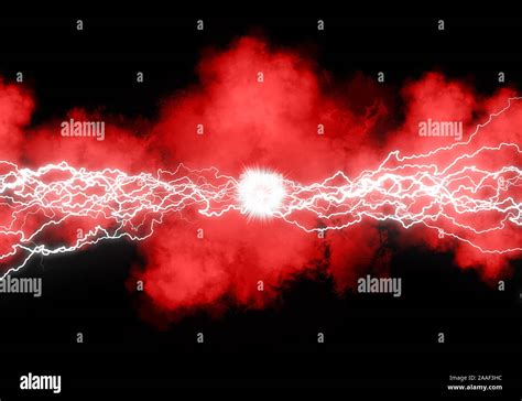 Powerful Electrical Discharge Lightning Strike Impact On Black