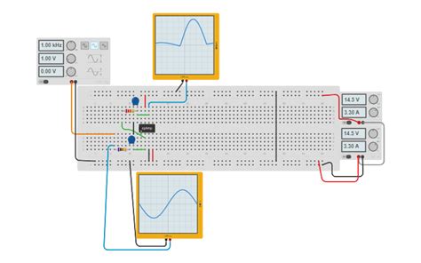 Circuit Design Filtro Pasa Banda Activo Tinkercad