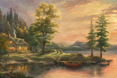 Morning Light Lake Thomas Kinkade Smoky Mountains