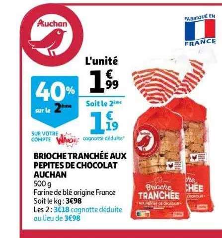 Promo Brioche Tranchée Aux Pépites De Chocolat Auchan chez Auchan