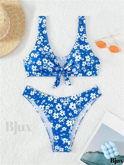 Retro Floral Print Bikini Set Navy S Artofit