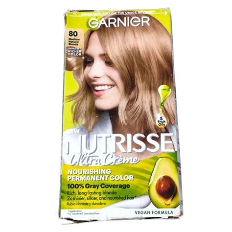 Garnier Nutrisse Ultra Creme Coverage Nourishing Permanent Hair Color 80 Medium Natural Blonde