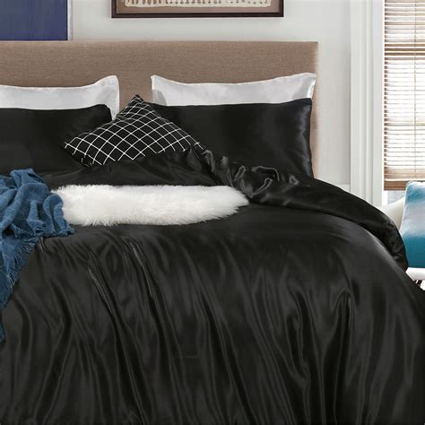 Black Duvet Cover Silk Like Soft Silky Bright Comforter Etsy