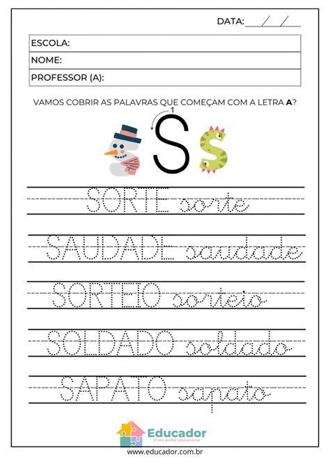 Atividades De Alfabetiza O A Letra S S Escola Explore O