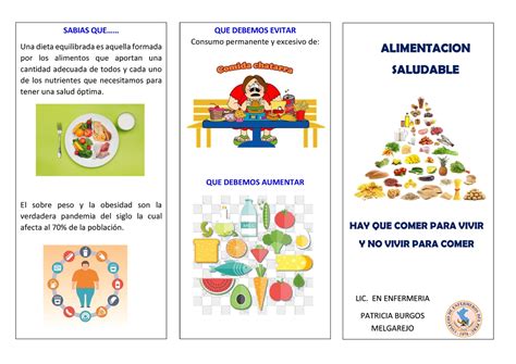 Triptico Alimentacion Saludable La Alimentacion Es Aquella Que Images