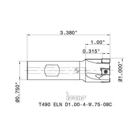 Iscar Indexable Square Shoulder End Mill T Eln D Cut Dia