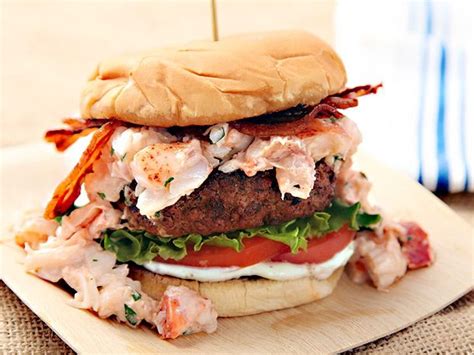 Surf N Turf Burger Grilled Burger With Lobster And Bacon Recipe