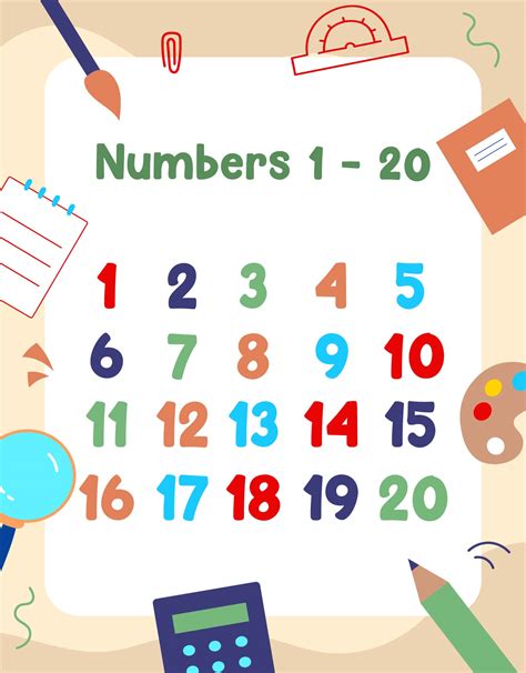 Numbers 1 20 Poster Free Printable Papercraft Templates 53 Off